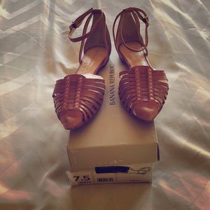 Huarache style ankle strap flats